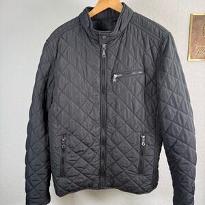 Banana Republic Mens Quilted‎ Cafe Racer Jacket Black Size M Full Zip Moto